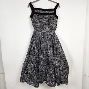 Vintage Jonny E Junior Black Velvet Embossed Swirly Dress